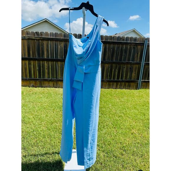 Alex Marie Pants - Alex Marie Womens Light Blue Wide Leg One Shoulder Spa Aliza Jumpsuit Size 6 NWT